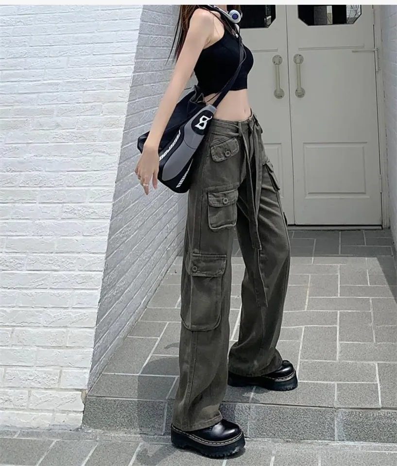 Y2k Pockets Cargo Pants For Women Straight Oversize Pants Harajuku