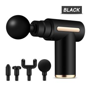 Portable Mini Fascia Massage Gun USB Rechargeable Muscle Relax Massager 4 Heads for Body Shoulder Back Fitness Recovery