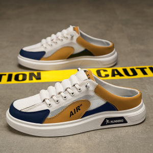 2025 New Half Shoes Slippers For Men Breathable Soft  Mens Mesh Slip On Half Loafers Shoes School Casual Shoes