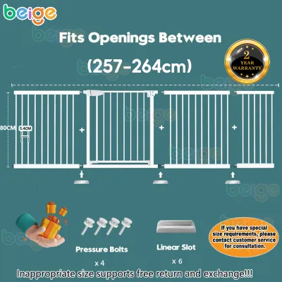 Beige Safety Gate Fence Barrier for Baby Child Dog Pet Stairs Sturdy Adjustable Indoor Dog Gate Baby Door