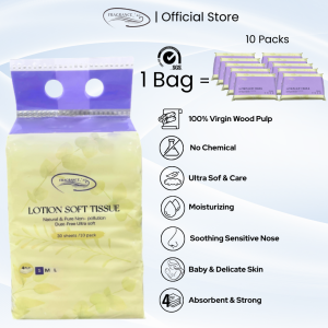 Eco-Friendly Hypoallergenic 4-Ply Lotion Soft Tissue for Sensitive Skin (30 Pulls x 1 Pack)