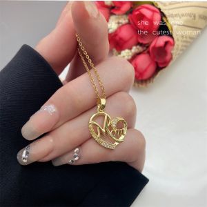 Gold Color Love Letter MOM Flower Necklace Represents You Are My Heart Flower Pendant Quality Charm Gift