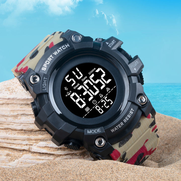 POSHI Original Men Watch Waterproof Multifunction Electronic Watch Fashion  Rubber Strap G Shock LED Display Digital Men's Sports Outdoor Military