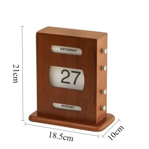 FFBH Cherry Wood Calendar Desktop Perpetual Calendars Living Room Vintage Desk Accessories Bedroom Nightstand Miniature Ornament 4Y1Z7