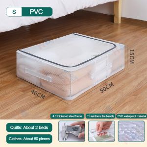 🚚SG Seller🚚Large bed bottom storage box Dormitory Quilt Sorting Box Waterproof Steel Frame Storage Box Home Wardrobe Organizer Storage For Cloth Toys Books
