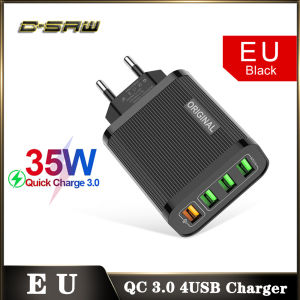 C-SAW 35W Quick Charge 3.0 4.0 QC EU Charger 4 Ports USB Color Wall Charger USB Fast Charging Travel Charger EU Plug Adapter For iphone 11 pro max iPhone X XR Samsung Vivo Xiaomi Huawei OPPO redmi note 9s