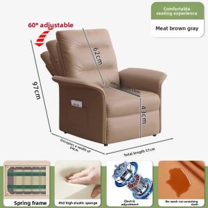 UrbanSpace SG- Electric Sofa Single Head Function Chair Inligent Adjustable Recliner Living Room Furniture Leather Modern Home 2026 New Model