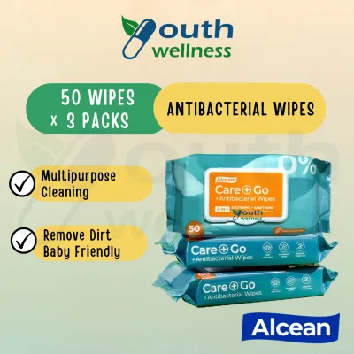 [Bundle of 3] Alcosm Alcean ANTIBACTERIAL Multipurpose Classic Wet Wipes 50’s