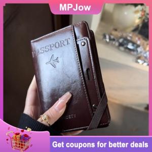 【MPJow】 New Retro Leather Card Case Passport Holder Cover Wallet Travel Accessories For Women Men