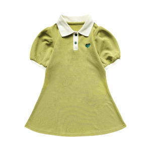 【พร้อมส่งจากกรุงเทพ】🚀ชุดเดรสเด็กผู้หญิง แขนฟอง ชุดเจ้าหญิง ปักรูปหัวใจ ผ้านุ่ม 3-12 ปี