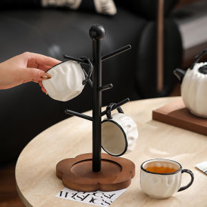 French Flower Solid Wood Water Cup Shelf Household Living Room Tea Cup Storage Rack