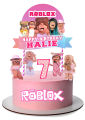 ROBLOX GIRL PINK CAKE TOPPER WITH NAME & AGE. 