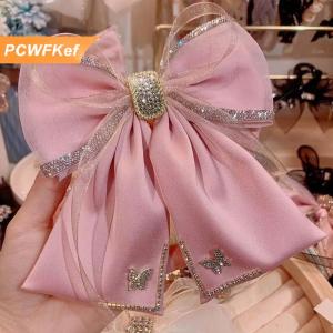 【PCWFKef】 Vải Rhinestone Pha Lê Kẹp Tóc Bướm Lưới Bow Clip Tóc Mùa Xuân Clip Cho Phụ Nữ Hàn Quốc Phong Cách Thời Trang Phụ Kiện Tóc