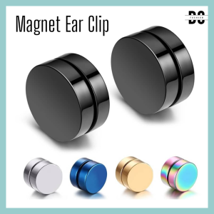 (1 PCS) ROUND EAR CLIP MAGNET FAKE EARRINGS Fashion Titanium korean version ear studs iron-absorbing men 潮男韩版无耳洞磁铁