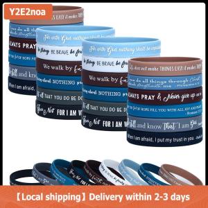 【Local shipping】 36 Pcs Religious Silicone Wristbands Bulk Bible Rubber Bracelets Colorful Inspirational  Silicone Wristbands