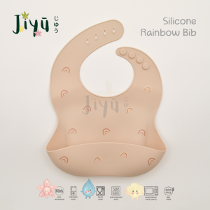 JIYU [JC-008] Silicone Baby Bib Plain & Rainbow Pattern (2Set in 1) / Celemek Bayi Silikon Polos & Pelangi (2 Set) BPA FREE