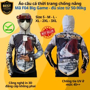 Áo đi câu cá thời trang chống nắng F10 F04 F03 chất liệu polieste chống tia UV đủ size từ 50-90kg chính hãng D Danido