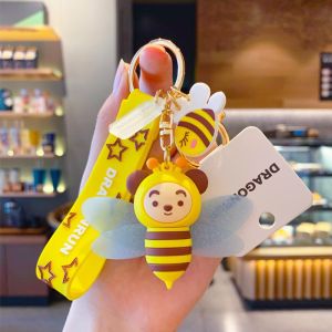 พร้อมส่งไม่ต้องรอ พวงกุญแจผึ้งเหลือง Yellow bee keychain  K046