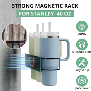 Refrigerator Magnetic Cup Holder Cup Holder Side Storage Cup Taker Cup Drainer Inverted Hanging Wall Mounted Shelf冰箱侧边磁性杯架