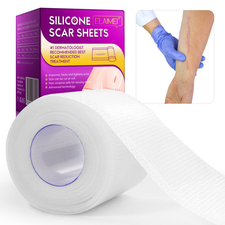 ELAIMEI Silicone Gel Strips Patch Silicone Scar Sheets Reusable ...