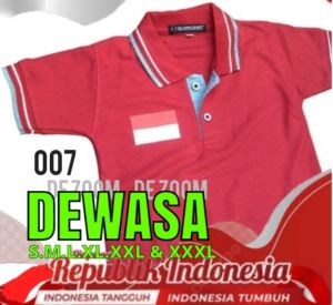 Kaos Dewasa Berkerah Kemerdekaan HUT RI lengan pendek size S - XXXL