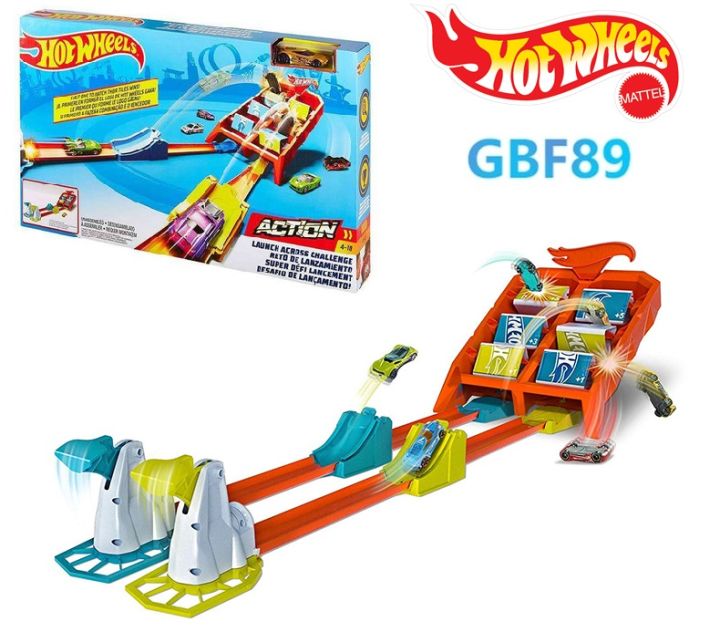 Ori Mattel Hot Wheels Track Launch Across Challenge Gbf89 Hotwheels Lazada Indonesia