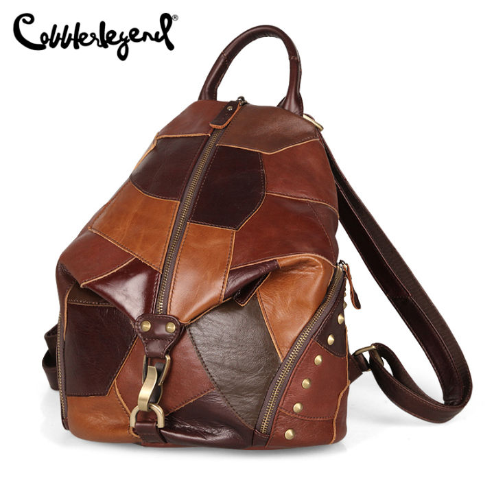 Cobbler Legend Geniune Leather Backpack Notebook Zip Female Luxury Vintage  Daypack Design Patchwork Ladies Backpack Lazada PH