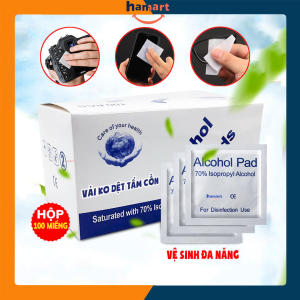 100 Miếng Vải Không Dệt Tẩm Cồn Vệ Sinh Đa Năng Giấy Lau Màn Hình Điện Thoại Laptop Kính Mắt