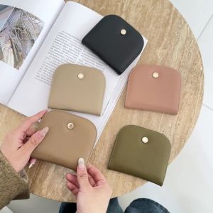 CRNGW สีทึบทึบ กระเป๋าสตางค์ของผู้หญิง ครึ่งรอบ มินิมอล กระเป๋าเงินสตรี ง่ายๆ สำหรับนักเรียน กระเป๋าหนัง PU กระเป๋าใส่บัตร