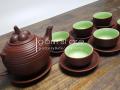 Ấm trà tử sa Bát Tràng dáng măng cụt (Bộ ấm chén trên không kèm khay). 