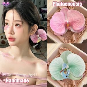 Artificial Flower Design Butterfly Orchid Colorful Hair Clip All-match Duck Billed Clip High-end Flower Hair Accessories Works for any hairstyle