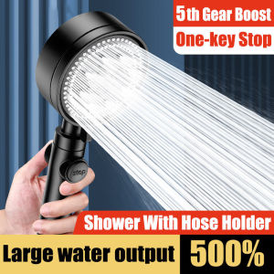 Shower Head Kepala Pancuran Tekanan Tinggi Multifungsi Aksesori Kamar Mandi Pancuran Air Tekanan Tinggi dengan 5 Mode Dapat Disesuaikan