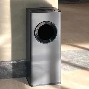 Sacesr Vertical Stainless Steel Trash Can Round Mouth Ashtray Waste Bins Independent Inner Bucket Easy Clean Commercial Cleaning Tools 4Y1Z7