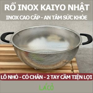Rổ inox Kaiyo Nhật rổ inox cao cấp rổ inox có chân đế inox 304 liền khối 2 tay cầm rổ đựng đồ rau củ quả trái cây để bàn