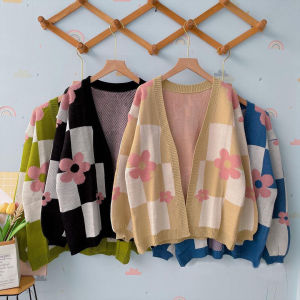 Lola Flower Cardigan Rajut Wanita Korea Style Terbaru 2022