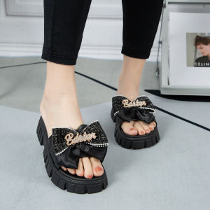 [Free Shipping] WomenS Summer Outdoor Slippers With Thick Soles Bow-Tie Strap Sandals WomenS Outdoor Flat Slippers