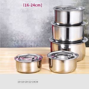 Panci Set Stock Pot Panci Susu Mini Stainless Steel Panci Sup Soup Pot Baskom dengan Tutup Stainless