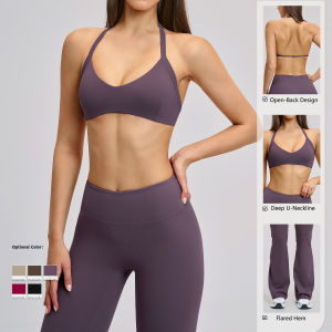 MUTUER 2 bộ Yoga Sets Phụ nữ Fitness Tracksuit Thể thao Áo tập Bra Thắt lưng cao Quần legging Tập Gym Bộ thể thao Push Up T24201-1