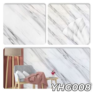 Stiker Dinding Vinyl Marmer Elegan Modern PVC 60CM*280CM - Warna Ivory/Hitam Emas/Golden Wave