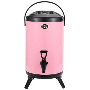Stainless Painted thermo bucket 10L 8L pink/white Milk Tea Barrel Water Jug for hot cold Thermos Jug w/ Faucet