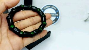 gelang galih kelor hitam kombinasi butiran taliarus hijau