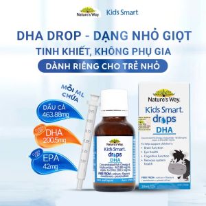 Siro Dầu Cá Omega 3 DHA Natures Way Kids Smart Drops DHA (20ML) Hỗ Trợ Bổ Não Và Mắt Cho Bé - - Độ tinh khiết cao – 6 chứng nhận và 2 bằng sáng chế Quốc tế: Marin Trust GOED ISO14001 từ Nauy GMP Úc 5 sao IFOS Bạn của đại dương