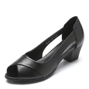 Female Shoes on Sale 2024 New Slip on Womens Sandals Solid Slip on Open Toe Chunky Heels Neutral Mature Fish Mouth Sandals