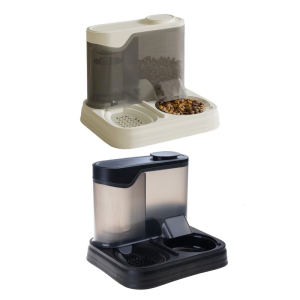 Stainless Steel Removable Dish With Integrated Water Dispenser Bottle Anti Slip Feet Anti Spill Dog Cats Bowls