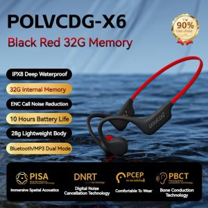 POLVCDG X6 Pro Openrun Bone Conduction Bluetooth Wireless Sports Headphones Swimming Headphones Bone Conduction Earphone Ipx8 Waterproof Earphone