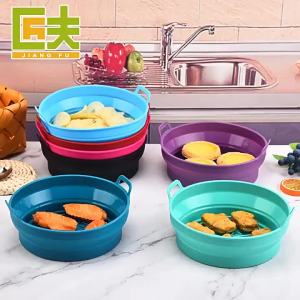 LZD  Air Fryer Silicone Baking Tray Household Air Fryer Silica Gel Pad Creative Foldable Baking Pan