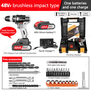 nanwei brushless cordless Impact electric drill rechargeable hand  small pistol household screwdriver power tool