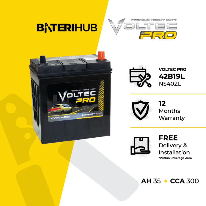 [ FREE INSTALLATION ] Bateri Kereta 42B19L | Voltec PRO | Car Battery ...