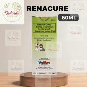Renacure 60mL: Potassium citrate + Blumea balsamifera L. (Sambong leaf) + DHA for Pets
