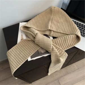 GENENIC Mềm Mũ trùm đầu dệt kim Tam giác Sợi acrylic Mũ Beanie cổ áo Đa năng Bảo vệ tai Mũ khăn choàng cổ mùa đông